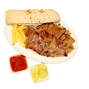 Doner with rice and french fries