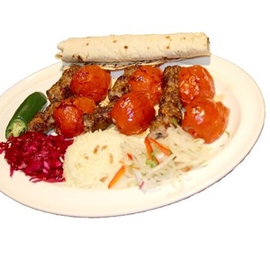 Kebab with tomatoes
