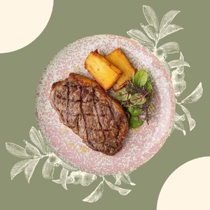 Striploin steak with marbled beef