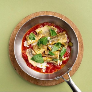 Halibut, mashed baked potatoes and fried romaine