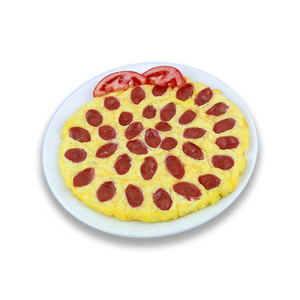 Omelet with sausages