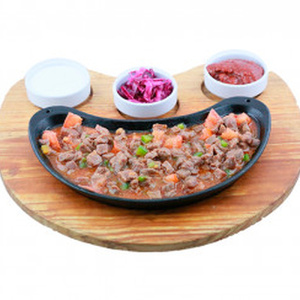 Fried lamb with mushrooms