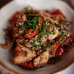 Udon noodles with chicken