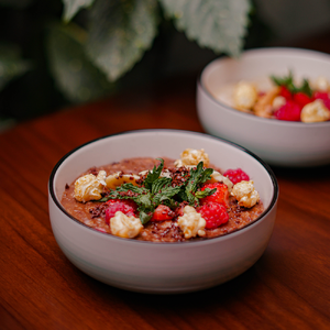 Chocolate oatmeal with wild berries