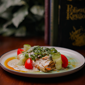 Pancakes with mushroom julienne