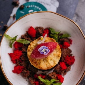 Chocolate fondant with raspberry sorbet